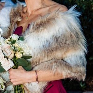 Faux fox fur shawl wrap stole